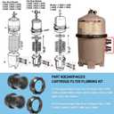 DE2400PAK2CS Filter Plumbing Kit Replacement Parts Fit For Hayward Swim Clear Pool Cartridge Filter C2020 C2025 C3020 C3025 C4020 C4025 C5020 C5025 C7000, For Hayward Super Star Clear C2000 - C5500