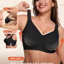 Bras for Women Supportive Wireless Push Up Bra Full Coverage No Underwire Seamless Plus Size for Older Women (Black, XXXL)
