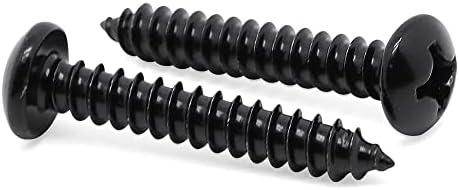 #8 x 3/4" Pan Head Self Tapping Screws Sheet Metal Wood Screws, Black Oxide, 304 Stainless Steel 18-8, 100 PCS