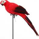LWINGFLYER Red Artificial Parrot Life Size Foam Feather Parrot Macaw Birds for Decoration Costume Shoulder Ornament Modern Home Garden Party Decor (13.8inch/35cm)