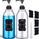 2 Pack 34 oz Clear Plastic Pump Bottles Dispenser Lotion Liquid Hand Empty Shampoo and Conditioner Dispenser Bathroom Kitchen Refillable Shampoo Container with Label Pen