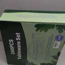 Kochorie 240 Pieces Plastic Dinnerware Set Disposable Heavy Duty Plates Napkins Cups and Silverware Dessert Dinner Plates for Birthday Wedding Thanksgiving Party Supplies, Serves 30 Guests (Yellow, Green, Orange, Deep Red)