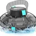 Cordless Robotic Pool Cleaner, Pool Vacuum with Auto- Parking, Lightweight, Ideal for Above Ground Flat Pool up to 645 sq.ft, Black