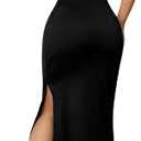 SOLY HUX Women's Criss Cross Back Tank Bodycon Dress Slit Side Sleeveless Scoop Neck Long Dresses (Black), Small