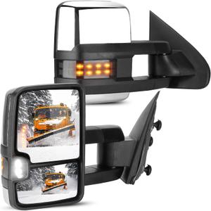 Towing Tow Mirrors Fit for Chevrolet Fit for GMC for Silverado Sierra 1500 2014-2018 for Silverado Sierra 2500HD 3500 HD 2015-2018 with Power Heated Smoke Turn Signal Manual Telescoping, 15.04 inches x 25.2 inches x 14.76 inches