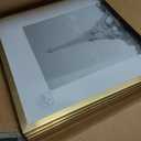 Upsimples 16x20 Picture Frame Set of 5, Display Pictures 11x14 with Mat or 16 x 20 Without, Wall Gallery Poster Frames, Gold