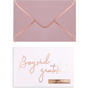 Rose Gold Beyond Grateful Thank You Cards with Envelopes - 36 PK - 4x6 Inches Bridal Shower Thank You Cards Baby Shower Baby Girl Thank You Notes for Wedding Birthday