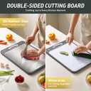 2 in 1 Stainless Steel Cutting Board with Handle Chopping Extra Large Tablas Para Picar Cocina Tabua Madeira Corte Carne Alimentos Cortar Juego Regalos Cumpleaos Navidad Mujer Mama Abuela Hombre Papa (Gray)