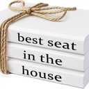 Farmhouse Bathroom Decor - Funny Rustic Wooden Decorative Books for Bathroom Shelf Decor - White Decorative Sign for Guest Restroom