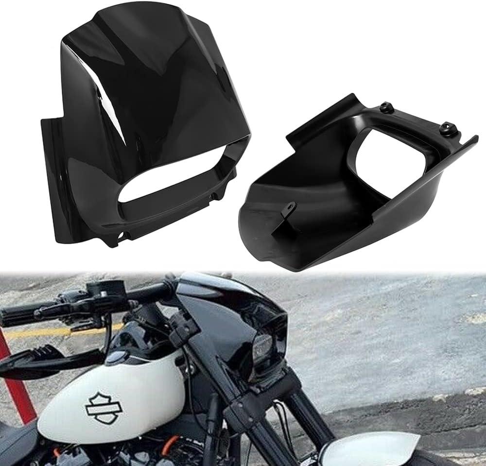 Motorcycle Headlight Fairing Cover Mask Cowl For Harley M8 Softail Fat Bob FXFB 2018-2022,Black