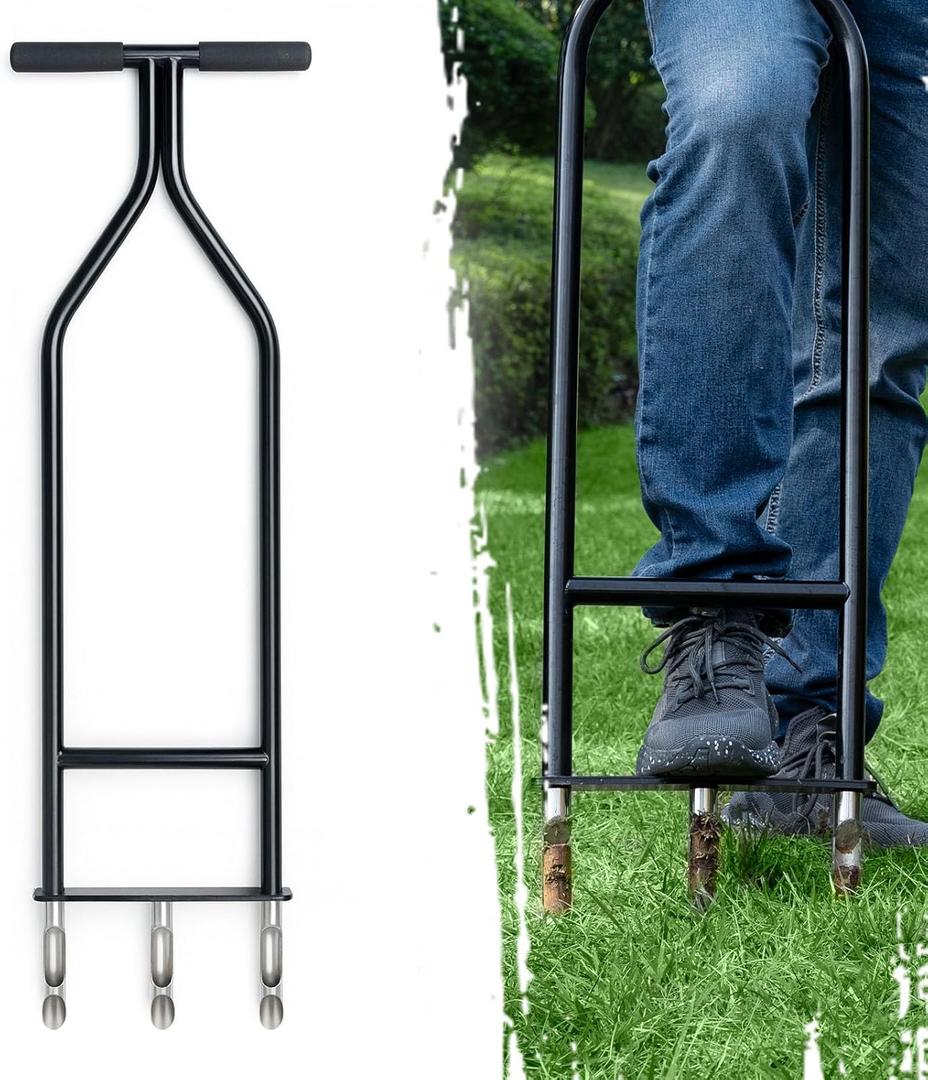 Lawn Aerator - Manual Core Aerator Tool & Yard Aerator, Hollow Tine Soil Plug Aerator for Lawn Care, Sturdy Turf and Grass Aeration Tool