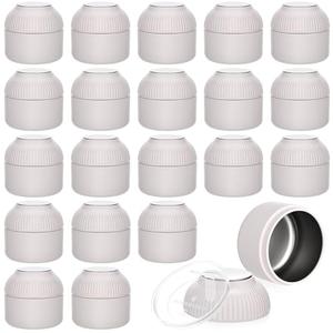 Ferrochef 20 Pcs Mini Tea Tin Canister with Airtight Double Lids 2.5 oz Bulk Small Round Metal Tinplate Tea Tin Can Tiny Kitchen Containers for Loose Teas Spices Coffee Herb Sugar Candy (White)