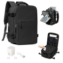 WONHOX Vacuum Seal Travel Backpack with Air Pump Compression Vacpack Waterproof Carry On Backpack for Travel Women men with Vacuum System Laptop Airlines Approved Daypack Space Saver Bags Black