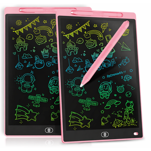 2 Pack Genialba LCD Writing Tablet 8.5-Inch Colorful Doodle Board, Toddler Learning Educational Toys Gifts for 3-8 Years Old Girls and Boys, Electronic Drawing Pad for Kids (Pink)