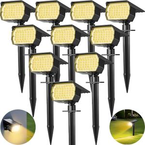 Tadyreal Solar Spot Lights Outdoor 10 Pack, [46 LED/3 Modes] Solar Landscape Spotlights Waterproof, 2-in-1 Auto On/Off Solar Powered Lights for Outside Yard Garden Wall Pathway(Warm White)