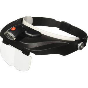 Carson Pro Series MagniVisor Deluxe Head-Worn LED Lighted Magnifier with 4 Different Lenses (1.5x, 2x, 2.5x, 3x) (CP-60)
