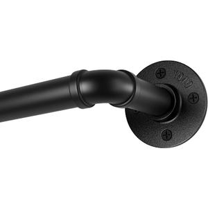 Blackout Industrial Curtain Rods for Windows, 1 Inch Pipe Wrap Around Indoor/Outdoor Room Divider Curtain Rods, 72-144 Inch, Black