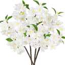 DILATATA 17" Cherry Blossom Branches for Vase Faux Cherry Flowers Picks White Peach Blossom for Floral Arrangements Artificial Apple Blossom Fake Silk Flower for Home Wedding Table Decor-4 Pcs