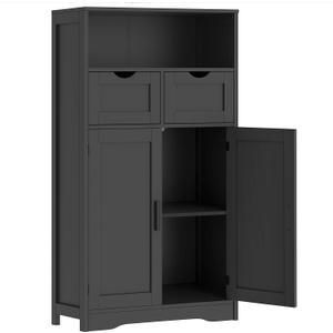 Iwell Storage Cabinet with Doors & Shelves, Kitchen Pantry Cabinet, Bathroom Cabinets for Living Room, Kitchen, Laundry, Black