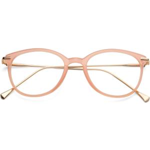 COASION Vintage Round Clear Glasses Non-Prescription Eyeglasses Frames for Women Men (A6* Pink/Gold)