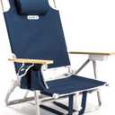 SUN'Y Escapes Backpack Beach Chair - Made w/Ocean Bound Plastics, Customizable w/MOLLE Accessories, Ultra Lightweight, Low-Seat Natural Comfort, Durable, Rust Free & Waterproof - Nautical Navy