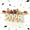Novabright 2026 Graduation Cake Stand Class of 2026 Letters Cupcake Stand Display Graduation Dessert Snack Food Table Centerpieces Signs for High School College Congraduation Grad Party Decorations