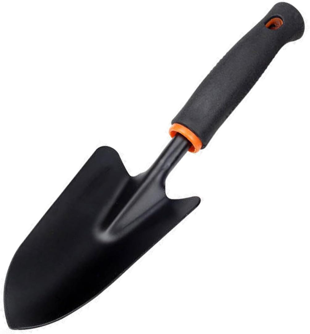 Bend-Proof Garden Trowel - Heavy Duty Polished Stainless Steel - Rust Resistant Oversized Garden Hand Shovel for Quicker Work - Digs Through Rocky/Heavy soils - Comfort Grip (1), Black