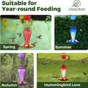Kingsyard Glass Hummingbird Feeders for Outdoors Hanging Ant & Bee Proof, 16 Ounces Bird Nectar Feeder 6 Flower Feeding Ports, Leak Proof, Easy to Refill & Clean, Ant Moat Included, Red Gradient