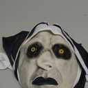 Spooktacular Creations Halloween Scary Nun Mask, Creepy Latex Monster Face Mask with Black White Hood for Adult Halloween Horror Cosplay Costume Accessories, Realistic Party Dress Up