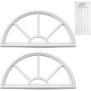 Pushglossy 2 Pcs 22" x 10" Entry Door Frame Half Round Top Exterior Door Only Replacement for 1" Glass (Glass Not Included) 5 Lite Exterior Front Doors Window Frame Insert Replacement (White)