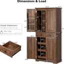 71" Kitchen Pantry Cabinet, Freestanding Storage Cabinet, Brown
MDF, Farmhouse, Embossed Texture Finish, 3 Pull-out Organizers, 6 Door Shelves, 2 Drawers, Adjustable Shelves