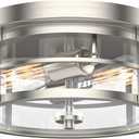 EAPUDUN Flush Mount Ceiling Light, 12inch 2-Light Modern Close to Ceiling Light Fixture, Brushed Nickel Finish with Clear Glass Shade for Hallway Entryway Bedroom Porch FMA1412-BNK