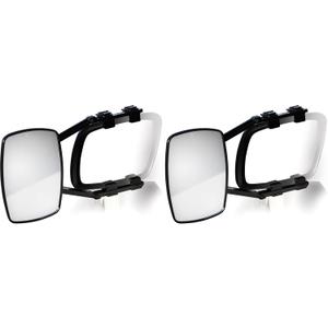 Camco Clamp-On Towing Mirror - Securely Clamps onto Your Vehicle's Mirror to Increase Visibility While Towing (25650), Black (Pack of 2)