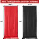 10x10ft Black Backdrop Curtains and Red Backdrop Curtains Panels, Black and Red Backdrop Drapes for Party Home Decoration Supplies, 4 Panels * 2.5x10FT