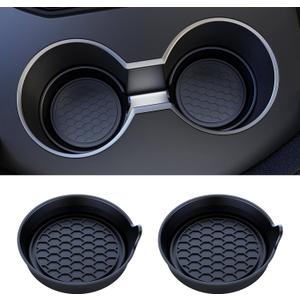 Amooca Car Cup Coaster Universal Automotive Waterproof Non-Slip Cup Holders Sift-Proof Spill Holder Car Interior Accessories 2 Pack Black