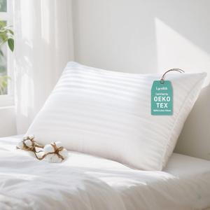 Hypoallergenic 100% Cotton Soft Down Alternative Pillows, King Size Set of 2, Luxury Hotel Quality, Ideal for Side, Back and Stomach Sleepers, Oeko-TEX Certified