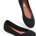ATHMILE Women's Flat Ballet Shoes Knit Flat Shoes for Women Round Toe Slip on Women Flats for Dressy Casual Office Work Wedding Comfort Soft (Black, 9)