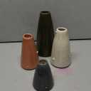 Creative Co-Op Conical Stoneware Bud Vases in Crackle Glaze, Olive/Terracotta Tones, Set of 4