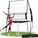 Orealla Volleyball Training Equipment, Volleyball Practice Net Station Update Freely Adjustable Height of Front Net, Easy Assembly Volleyball Net for Backyard Hitting Serving Passing Practice