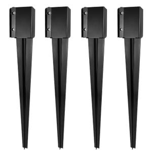 Fence Post Anchor 36 inch Ground Spike Heavy Duty Black Powder Coated Fence Stakes Post Base for Mailbox, 36 x 4 x 4 Inches Outer Diameter (Inner Diameter 3.6 x3.6 Inches), Pack of 4