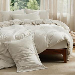 Bedsure Duvet Cover with Fitted Sheet King - 6 Pieces, Deep Pocket, Hotel Luxury Soft Double Brushed Bedding Set, 1 Duvet Cover, 1 Fitted Sheet, 2 Pillow Shams, 2 Pillowcases, NO Comforter, Linen