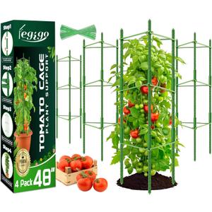 Legigo 4ft 4-Pack Tomato Cage for Garden Plant Support- Up to 48inch Garden Stakes Tomato Cage, Tomato Trellis for Potted Plants, Tomato Cages Plant Stakes for Climbing Vegetables Plants Flowers