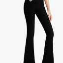 Jinhiteam Flare Leggings for Girls Black Casual Soft High Waist Gym Athletic Workout Long Bootcut Yoga Pants, Black, Size 110