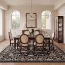 Warmstar 6×9 Area Rug for Living Room,Washable Area Rug Non-Slip TPR Backing,Vintage Persian Floral Vine Faux Wool Low Pile Carpet for Living Room Bedroom Dining Room, Black Multi