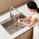 24" x 12" Stainless Steel Sink Protector - Large Sink Rack for Bottom of Sink Kitchen Grid Centered Drain