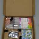 Qilery Mini Portable Watercolor Palette Set Wooden Grid Paint Box Watercolor Paper Sketch Book Brush Pens with Binder Clip for Painters Artist Not Include Paint(Blueberry)