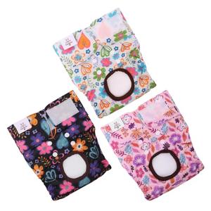 CuteBone Dog Diapers Female Washable Small 3 Pack Reusable Doggie Diapers Puppy Period Pants for Doggy Heat Cycle Peeing D69S