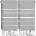 cabanana Hand Towels for Bathroom - 2-Pack,20x30 Inch-100% Cotton,Turkish Bathroom Hand Towels,Super Absorbent & Quick-Dry Soft for Bath, Kitchen, Spa, Face, Hair, Dishcloth (Gray)