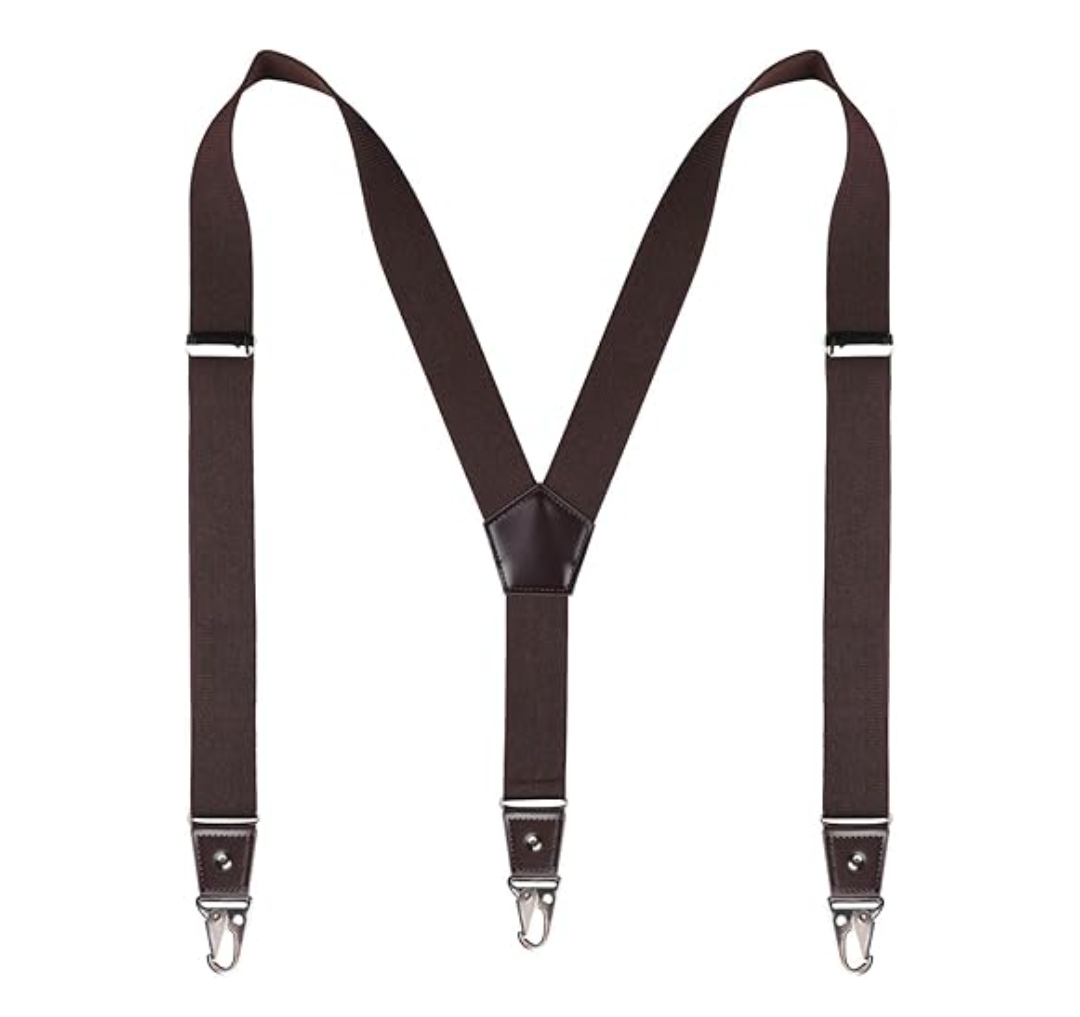 Pack Of 2 JRHEJTFZ Suspenders for Men with Snap Hooks Heavy Duty Adjustable 1.4 inches Wide, Coffee Color