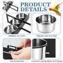 LemonRoad 3 Pcs Stainless Steel Bird Feeder Cups with Swing Gate, Rustproof Parrot Feeding Station (18.9" x 5.12") for Parrots, Cockatiels, Lovebirds, Easy to Install, Perfect for Large Bird Cages